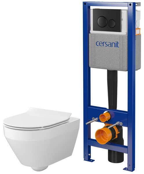 Sada WC mísa se sedátkem s pomalým sklápěním Cersanit Crea S701-927, podomítkový WC modul se splachovacím tlačítkem Cersanit S701-779