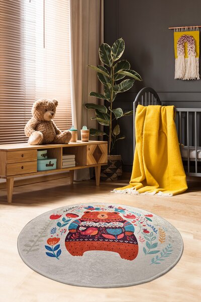 Conceptum Hypnose Kusový koberec Sweet Bear, Vícebarevná, 140 cm KRUH
