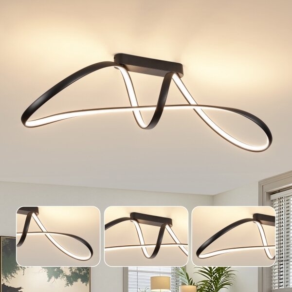 Brilagi-LED Stmívatelný přisazený lustr TWISTER LED/60W/230V 3000-6000K černá+DO