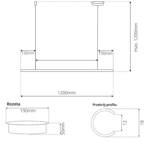 Altavola Design Linea závěsné svítidlo 1x15 W černá LA089/P2_120_4k_black