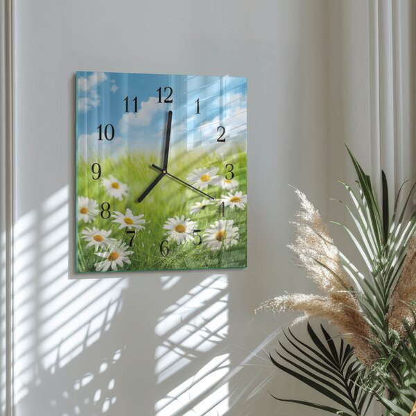 Skleněné hodiny na stěnu Louka zskc-30x30-00179092
