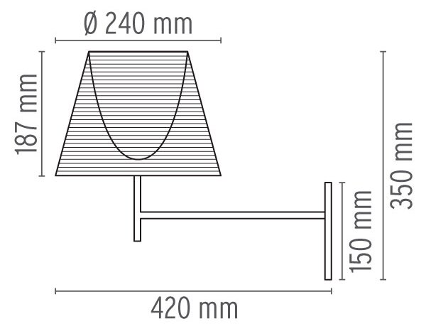 Flos F6307046 KTribe W, designové nástěnné lampa se stmívačem, 1x70W E27, aluminizovaná bronzová, výška 35cm