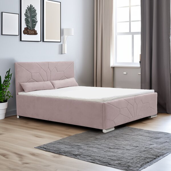 Čalouněná postel s úložným prostorem SOLO 120x200 cm Růžový
