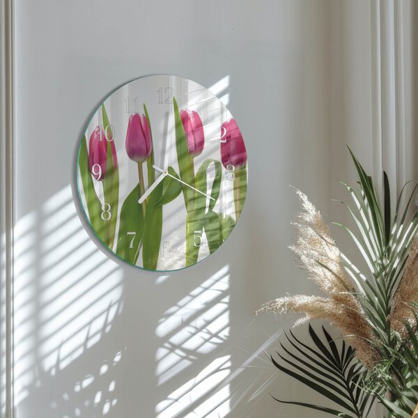 Skleněné hodiny na stěnu Tulipány zsob-fi30-00086960