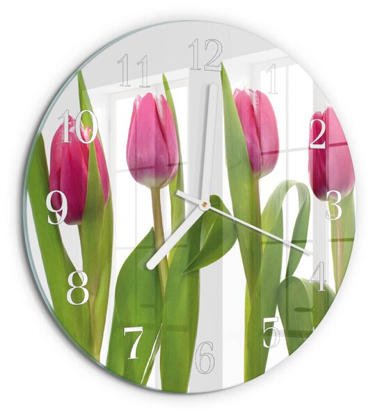 Skleněné hodiny na stěnu Tulipány zsob-fi30-00086960