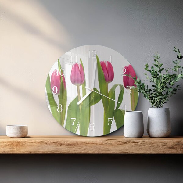 Skleněné hodiny na stěnu Tulipány zsob-fi30-00086960