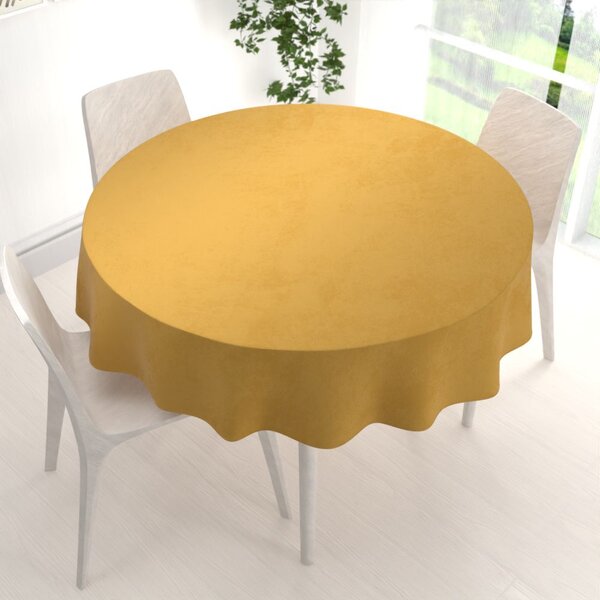Biante Sametový kulatý ubrus Velvet Premium SVP-009 Hořčicový Ø 120 cm