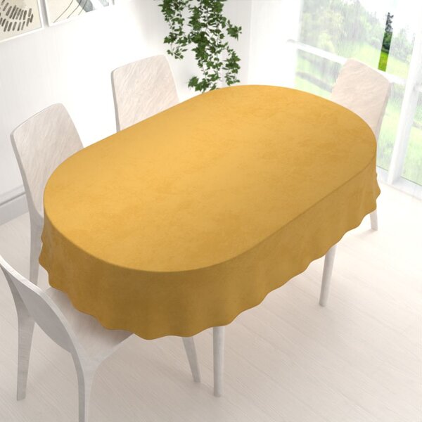 Biante Sametový oválný ubrus Velvet Premium SVP-009 Hořčicový 100x140 cm