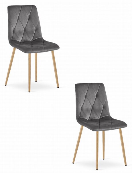 Set dvou jídelních židlí LIBRA sametové tmavě šedé / dřevěné nohy (2 ks)