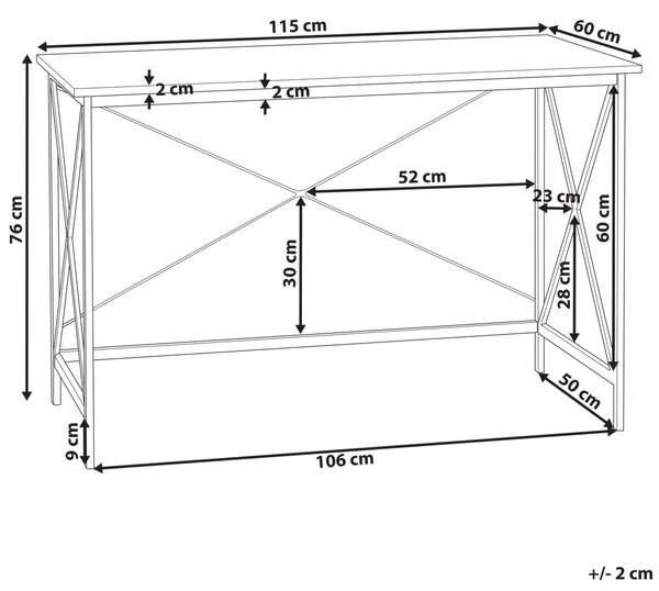 Pracovní stůl FUTON Tmavě hnědá 115 cm 60 cm
