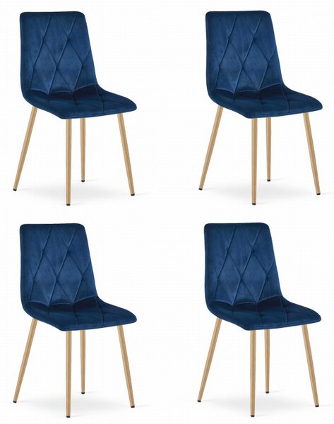 Set čtyř jídelních židlí LIBRA sametové granátové / dřevěné nohy (4 ks)