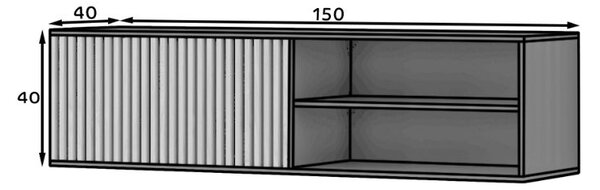 Závěsný TV stolek MEORATI 150x40 cm, černá/dub artisan