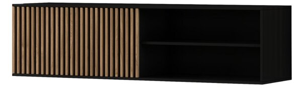 Závěsný TV stolek MEORATI 150x40 cm, černá/dub artisan