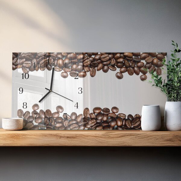 Skleněné hodiny horizontální Kávová zrna zsppc-60x30-00183545