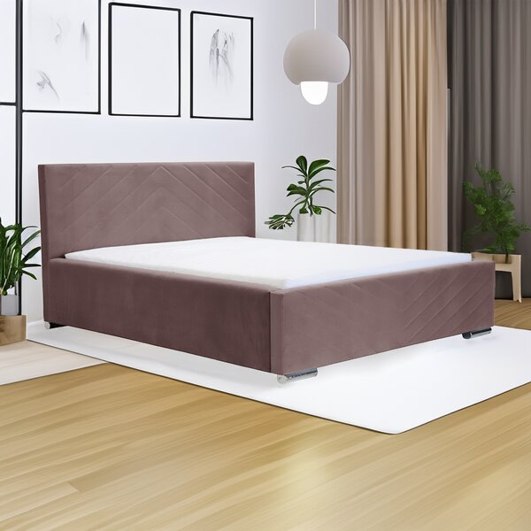 Čalouněná postel s úložným prostorem a matrací KOOL 120x200 cm Růžový