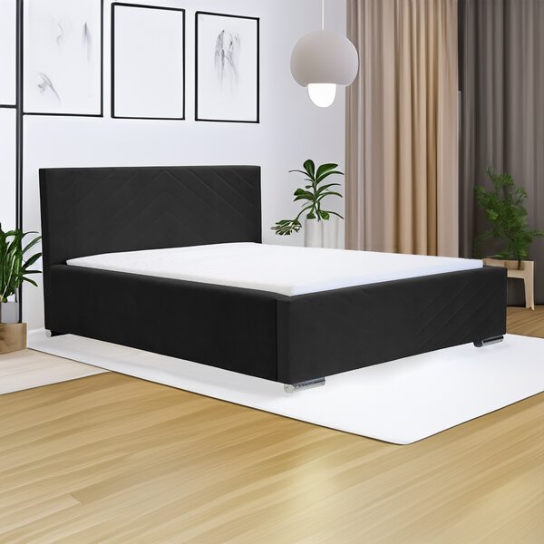 Čalouněná postel s úložným prostorem a matrací KOOL 120x200 cm Černý