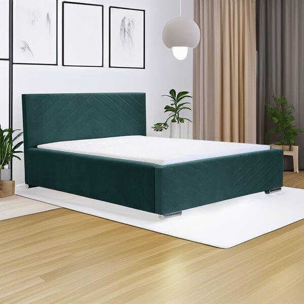 Čalouněná postel s úložným prostorem a matrací KOOL 120x200 cm Tyrkysový