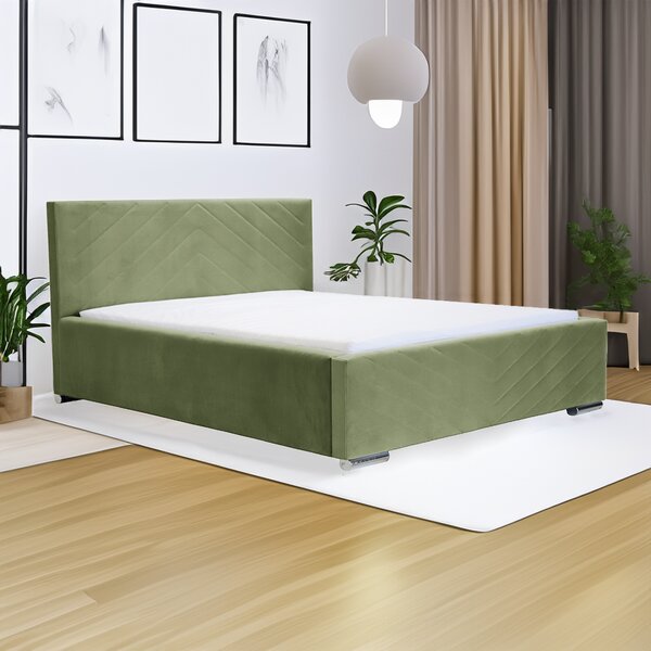 Čalouněná postel s úložným prostorem a matrací KOOL 120x200 cm Zelený