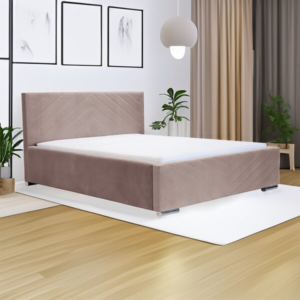 Čalouněná postel s úložným prostorem a matrací KOOL 120x200 cm Světle růžová