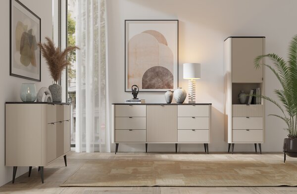 Komoda Malia 9 (kašmír + šedý kámen). Akce -11%