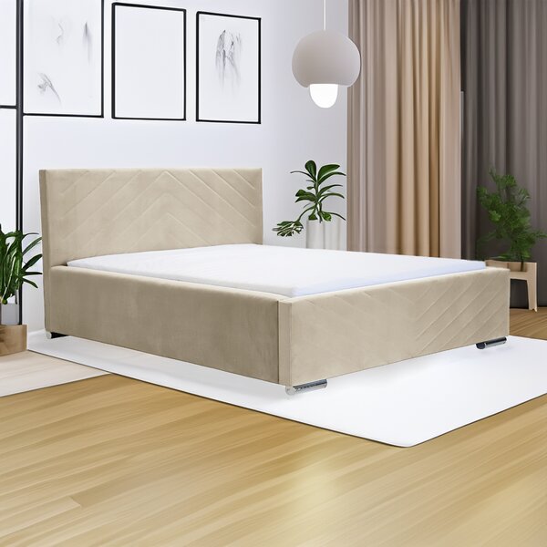 Čalouněná postel s úložným prostorem a matrací KOOL 120x200 cm Béžový