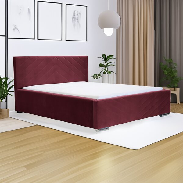 Čalouněná postel s úložným prostorem a matrací KOOL 120x200 cm Červený
