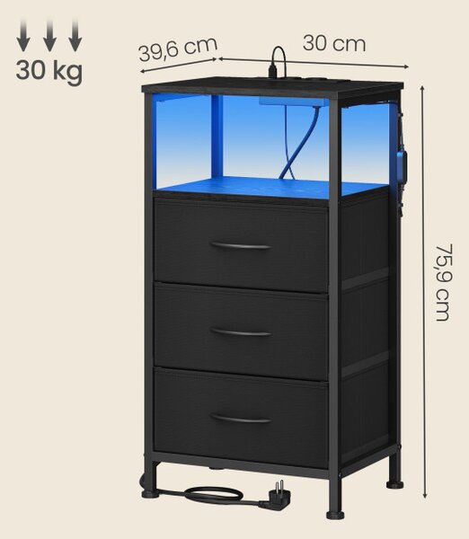 Sada 2 nočních stolků s LED osvětlením LGSB35203B102