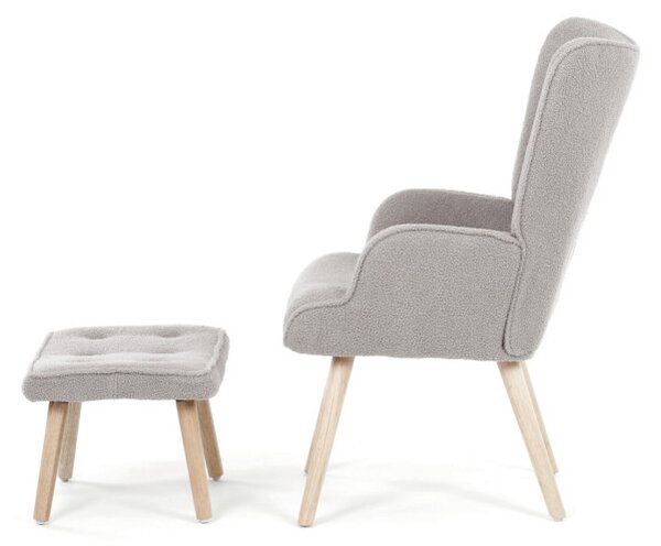 Křeslo šedé bouclé s podnožkou AK-319 GREY2