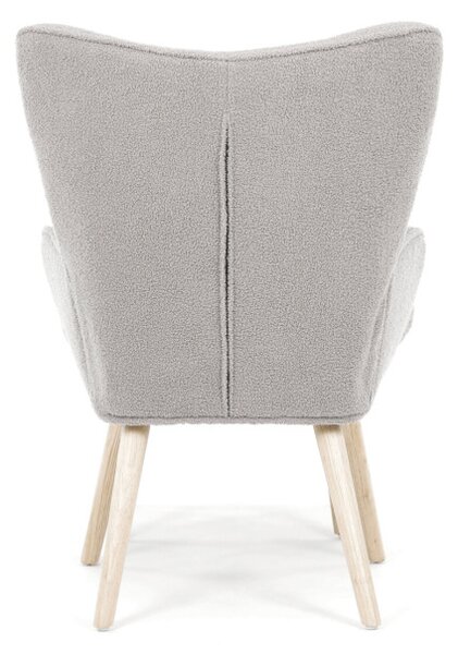 Křeslo šedé bouclé s podnožkou AK-319 GREY2