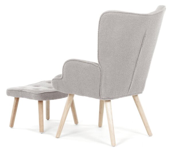Křeslo šedé bouclé s podnožkou AK-319 GREY2