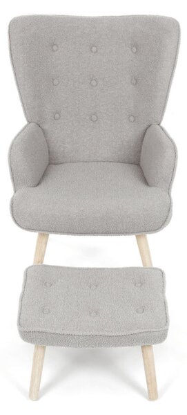 Křeslo šedé bouclé s podnožkou AK-319 GREY2