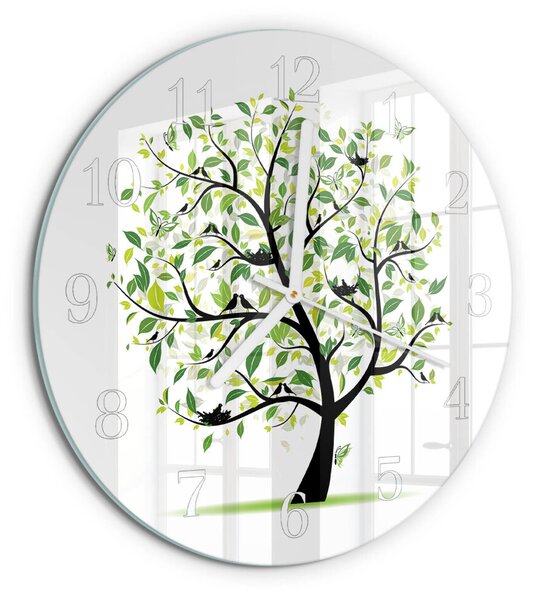 Skleněné hodiny na stěnu Strom zsob-fi30-00080903