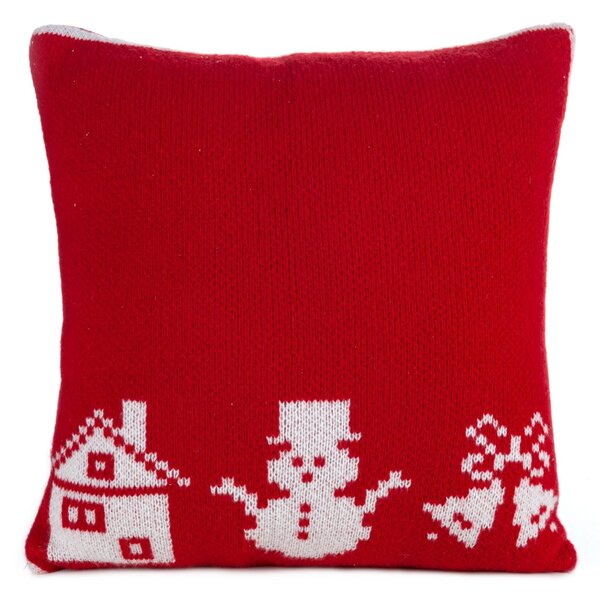 VÁNOČNÍ DEKORAČNÍ POVLAK NA POLŠTÁŘ SNOWMAN 1KS 45X45 CM ČERVENÁ