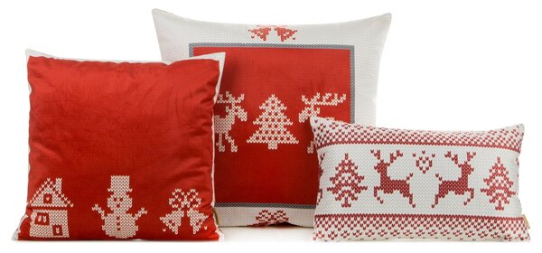 VÁNOČNÍ DEKORAČNÍ POVLAK NA POLŠTÁŘ NOEL 1KS 45X45 CM ČERVENÁ