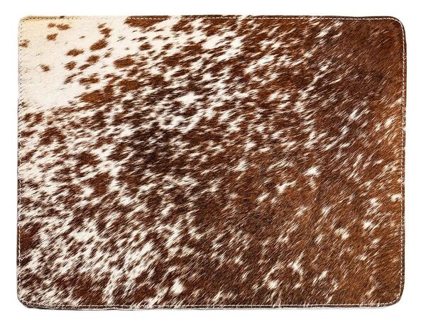 Hnědo bílé obdélníkové prostírání z hovězí kůže - 30*40*1cm - Mars & More