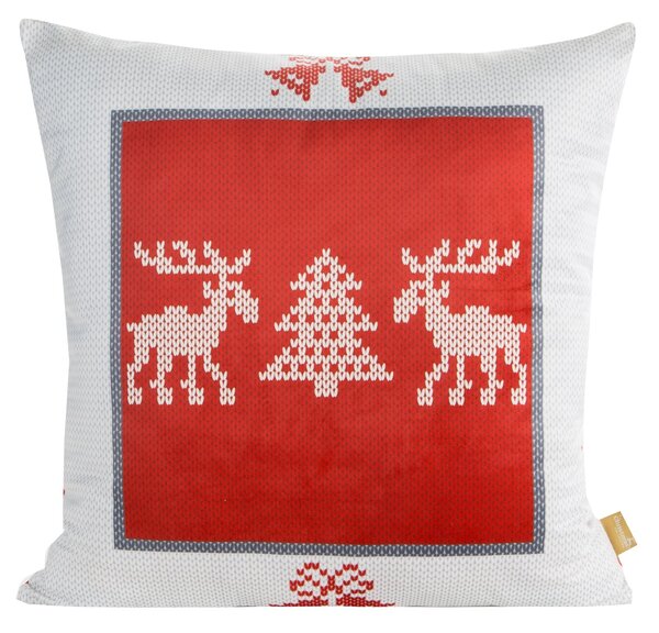 VÁNOČNÍ DEKORAČNÍ POVLAK NA POLŠTÁŘ REINDEER 1KS 60X60 CM VZOROVANÁ
