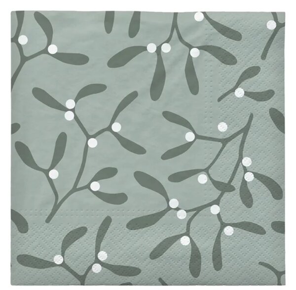 Broste Copenhagen Papírové ubrousky Mistletoe - Green BC185