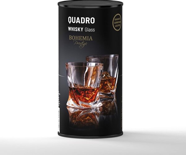 BOHEMIA PRESTIGE QUADRO SKLENICE NA WHISKY V TUBĚ 340 ML SADA 2KS