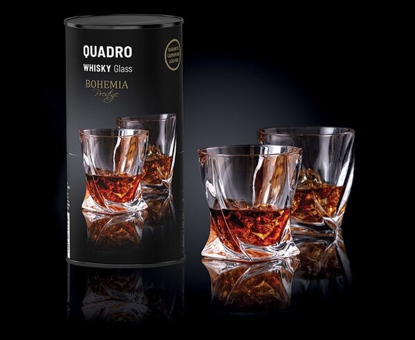 BOHEMIA PRESTIGE QUADRO SKLENICE NA WHISKY V TUBĚ 340 ML SADA 2KS