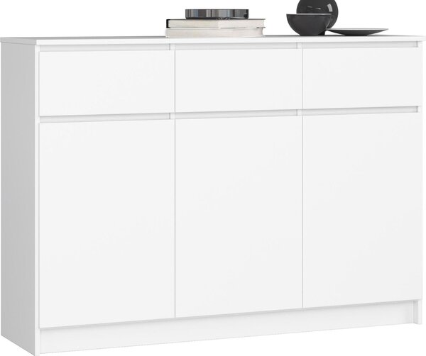 Akord Komoda 3 dveře 3 zásuvky bílá 138x40x99 cm