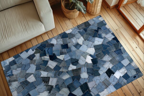 Obsession, Ručně všívaný kusový koberec My Denim Pocket 465 Blue, 80x150, modrá, chodba / předsíň