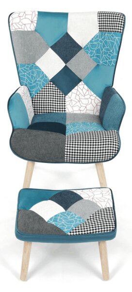 Křeslo patchwork s podnožkou AK-305B PWBL2