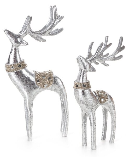 VÁNOČNÍ DEKORAČNÍ FIGURKA DEER 23CM STŘÍBRNÁ