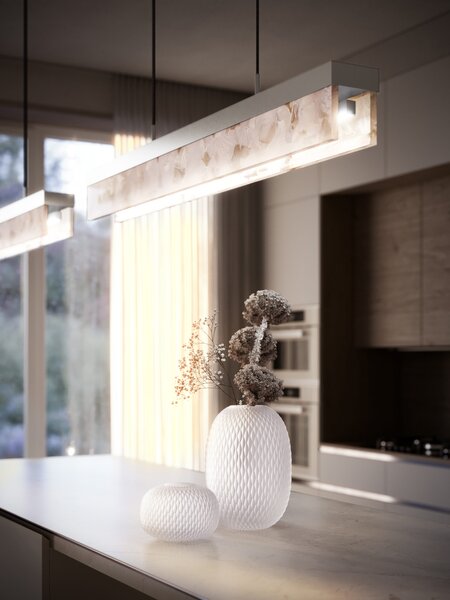 Bomma Luxusní LED závěsné svítidlo Fragment line, s baldachýnem Stmívání, řízení: DALI, Povrch Montury: Kartáčovaná stříbrná, Barva skla: Černá