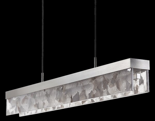 Bomma Luxusní LED závěsné svítidlo Fragment line, s baldachýnem Stmívání, řízení: DALI, Povrch Montury: Kartáčovaná stříbrná, Barva skla: Černá