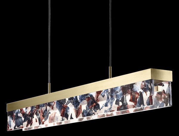 Bomma Luxusní LED závěsné svítidlo Fragment line, s baldachýnem Stmívání, řízení: DALI, Povrch Montury: Kartáčovaná stříbrná, Barva skla: Černá