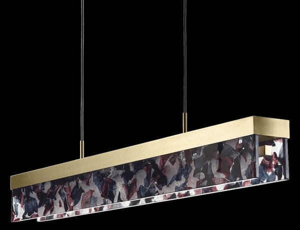 Bomma Luxusní LED závěsné svítidlo Fragment line, s baldachýnem Stmívání, řízení: DALI, Povrch Montury: Kartáčovaná stříbrná, Barva skla: Černá