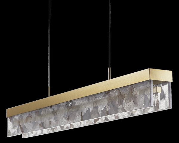 Bomma Luxusní LED závěsné svítidlo Fragment line, s baldachýnem Stmívání, řízení: DALI, Povrch Montury: Kartáčovaná stříbrná, Barva skla: Černá