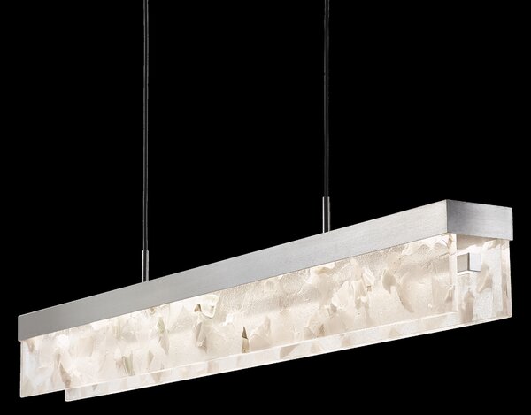Bomma Luxusní LED závěsné svítidlo Fragment line, s baldachýnem Stmívání, řízení: DALI, Povrch Montury: Kartáčovaná stříbrná, Barva skla: Černá