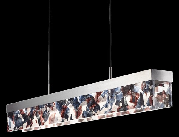 Bomma Luxusní LED závěsné svítidlo Fragment line, s baldachýnem Stmívání, řízení: DALI, Povrch Montury: Kartáčovaná stříbrná, Barva skla: Černá